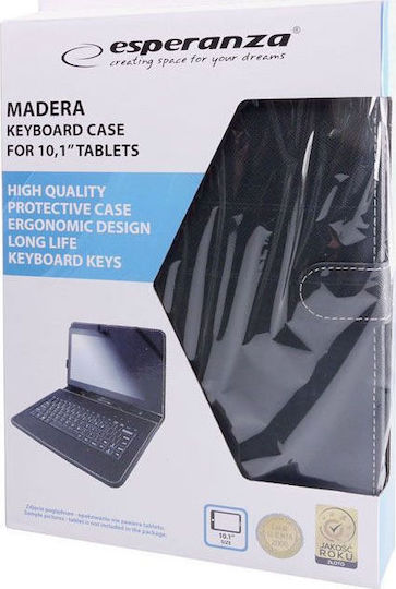 Esperanza EK125 Flip Cover mit Tastatur Englisch US Schwarz (Universal 9-10,1 Zoll)