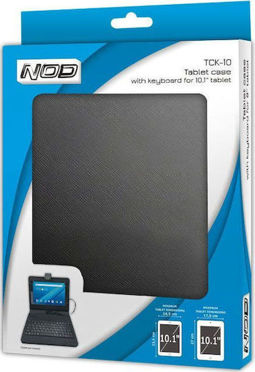 NOD TCK-10 Flip Cover με Πληκτρολόγιο στα Ελληνικά Μαύρη (Universal 10")