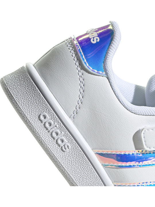 Grand Court C Kids Sneakers with Hook & Loop Closure Cloud White / Dash Grey