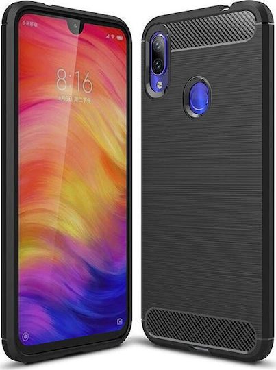 Hurtel Carbon Fiber Back Cover Silicone Black (Redmi Note 7 / 7 Pro)