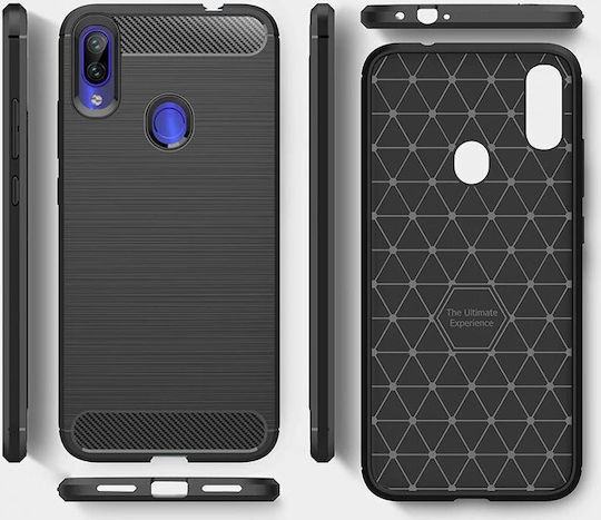 Hurtel Carbon Fiber Задна корица Силикон Черен (Redmi Note 7 / 7 Pro)