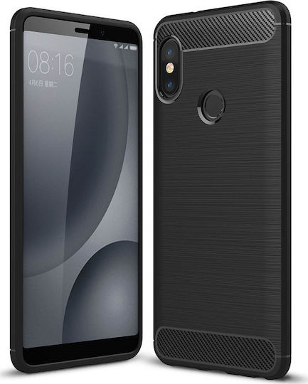 Hurtel Carbon Fiber Задна корица Силикон Черен (Redmi Note 7 / 7 Pro)