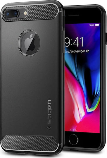 Spigen Rugged Armor Back Cover Σιλικόνης Μαύρο (iPhone 8/7 Plus)