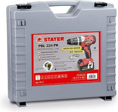 Stayer PBL 224 PK Κρουστικό Δραπανοκατσάβιδο Μπαταρίας Brushless 18V 2x4Ah