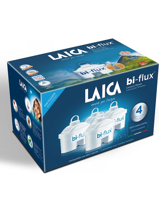 Laica Water Filter Replacement for Pitcher made of Activated Carbon Bi-Flux Universal 4pcs