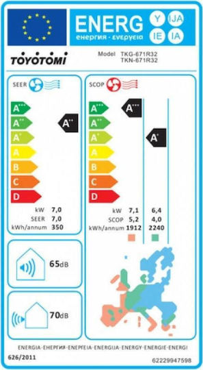 Toyotomi Kuro Klimaanlage Inverter 24000 BTU A++/A+ mit WiFi und I-Sense-Funktion