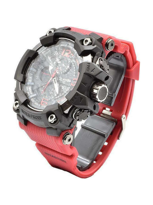 Expcni Battery Watch with Rubber Strap Red