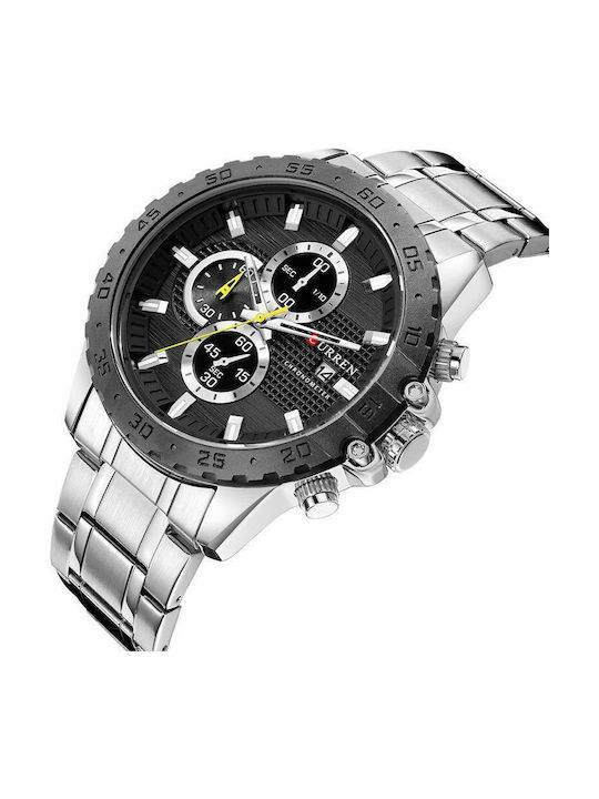 Curren Watch Chronograph Battery with Metal Bracelet Black/Silver