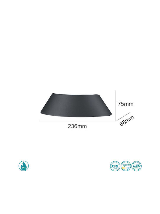 Sun Light Wall-Mounted Outdoor Ceiling Light LED IP65 19W with Warm White Light Double Beam 23.6x6.8εκ.