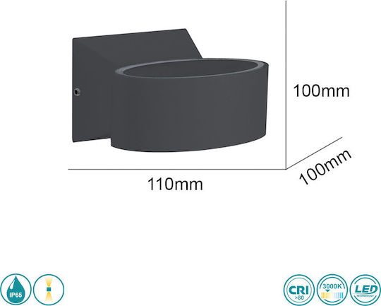 Sun Light Wall-Mounted Outdoor Ceiling Light LED IP65 6W Double Beam 11x4.5εκ.