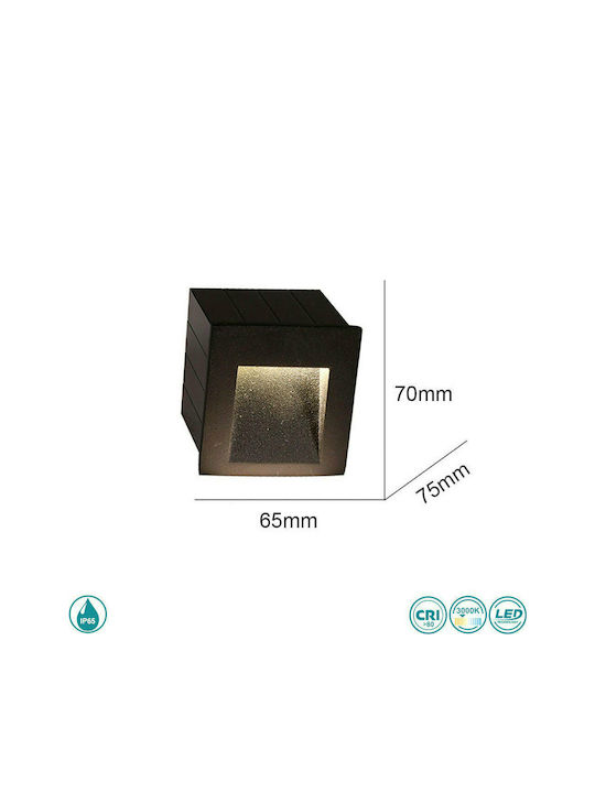 Sun Light Επιτοίχια Εξωτερική Πλαφονιέρα LED IP65 3W 6.5x7εκ.