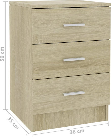 Wooden Bedside Tables 2pcs 38x35x56cm