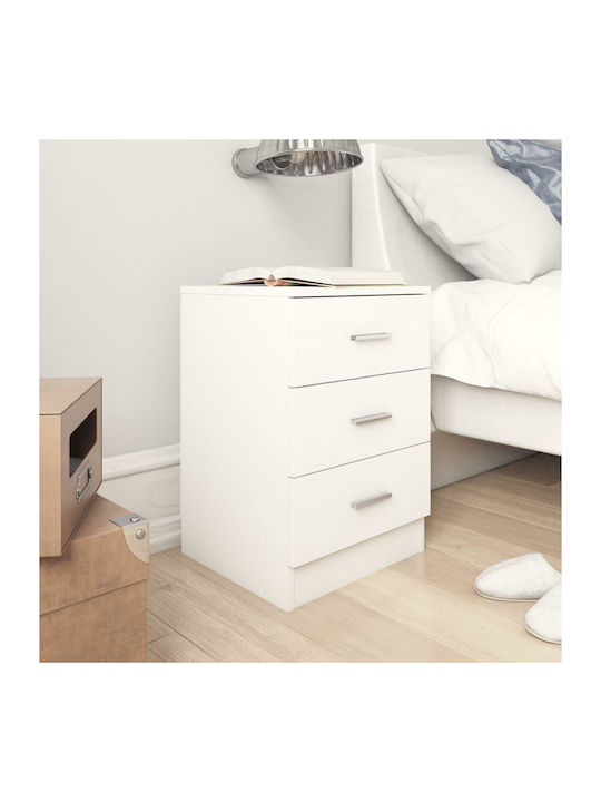 Wooden Bedside Table White 38x35x56cm