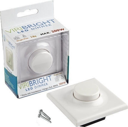 Viribright Recessed Dimmer Switch with LED Frame Rotary 200W in White Colour