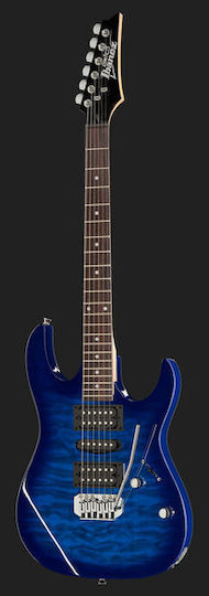 Ibanez GRX70QA Electric Guitar Stratocaster with HSH Pickup Configuration Transparent Blue Burst