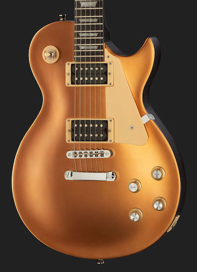 Harley Benton SC-400 Electric Guitar Single cut with HH Pickup Configuration Gold Top Satin