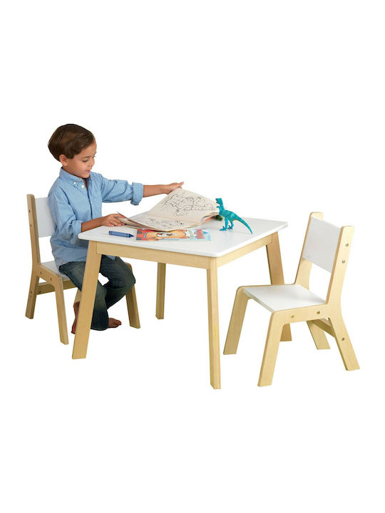 Set Masă cu Scaune pentru Copii din Lemn Alb Kidkraft