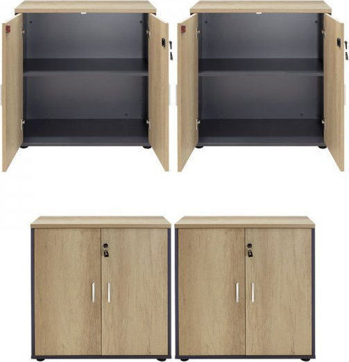 Cabinet De Birou Lotus Din Lemn Cu Încuietoare Natural / Antracit 160x40x80cm