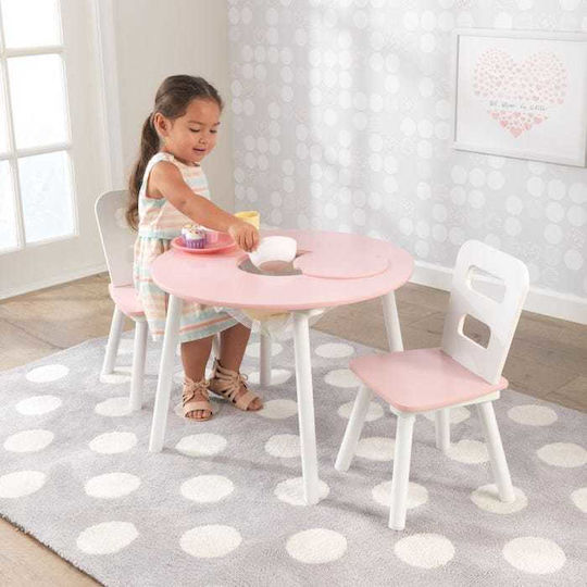 Round Storage Table Kids Table and Chairs Set made of Plastic Pink Kidkraft