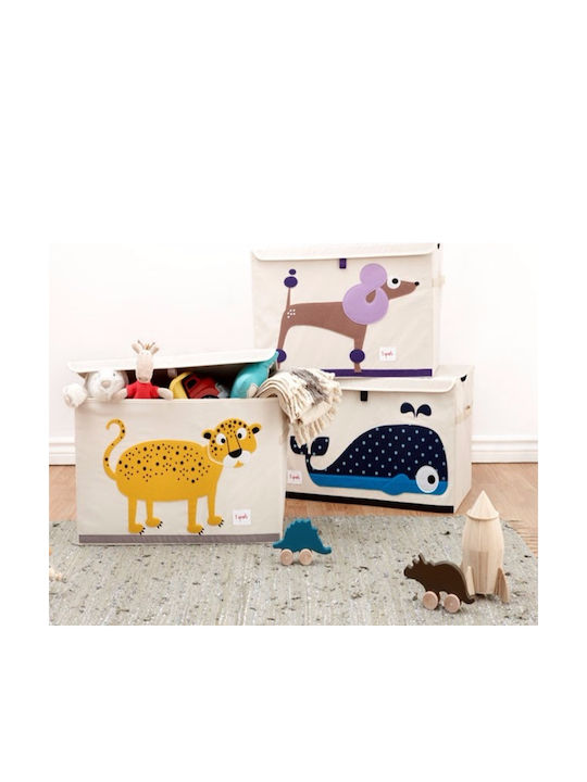 3 Sprouts Children's Folding Storage Box made of Fabric Hippo Pink 61x37x38cm 1pcs