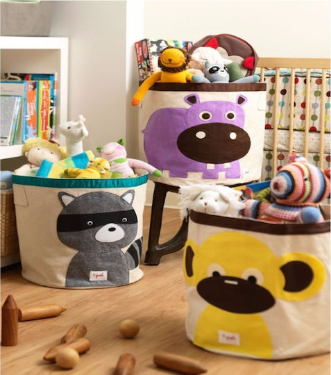 3 Sprouts Children's Storage Basket made of Fabric Bear Brown 43x43x45cm 1pcs