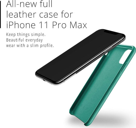 Mujjo Back Cover Δερμάτινο 1mm Πράσινο (iPhone 11 Pro Max)