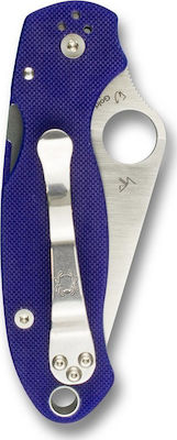 Spyderco Para 3 G-10 Pocket Knife Blue with Blade made of Stainless Steel in Sheath