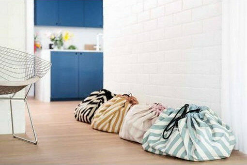 Play&go Kinder Spielmatte aus Stoff Stripes Gelb 140x140cm 1Stück