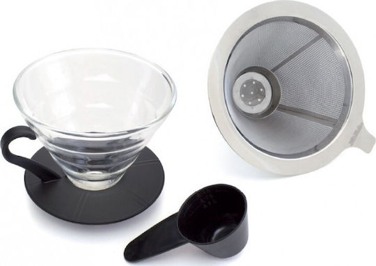 Yama Glass TGD-4 με Μεταλλικό Φίλτρο Coffee Dripper Γυάλινο Διάφανο
