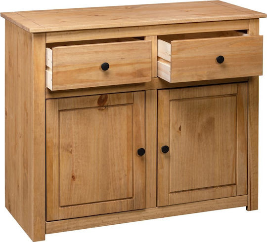 Sideboard Panama Made of Solid Wood with Drawers Beige 93x40x80cm