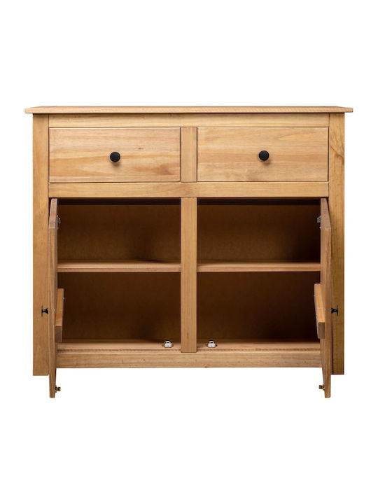 Sideboard Panama Made of Solid Wood with Drawers Beige 93x40x80cm