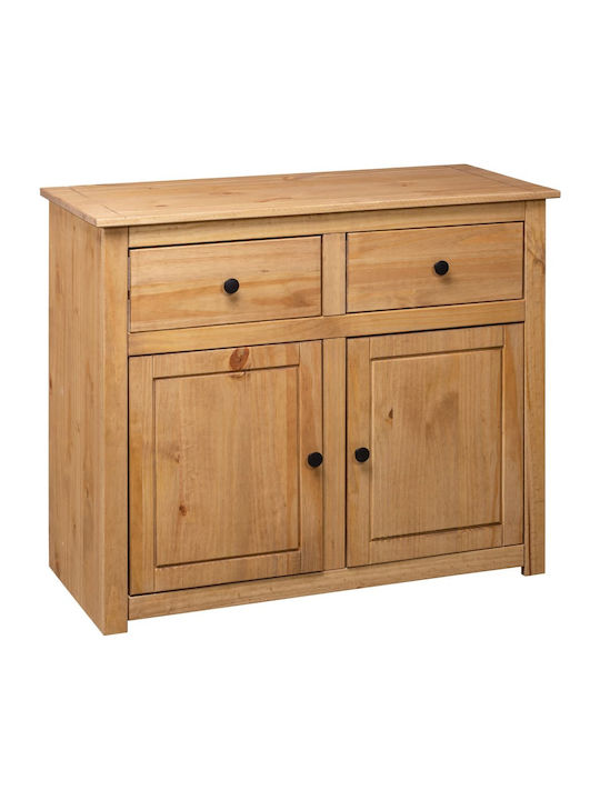Sideboard Panama Made of Solid Wood with Drawers Beige 93x40x80cm