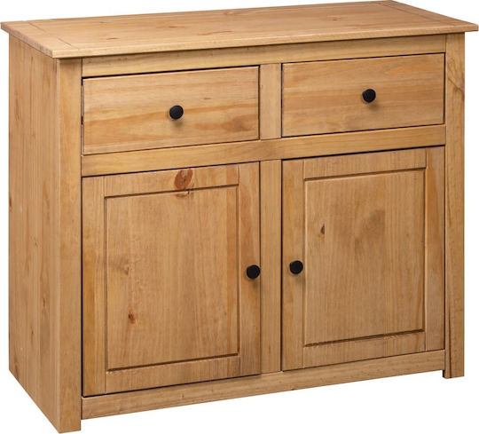Sideboard Panama Made of Solid Wood with Drawers Beige 93x40x80cm