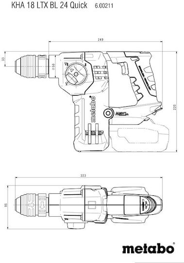 Metabo KHA 18 LTX BL 24 Κρουστικό Σκαπτικό Πιστολέτο Μπαταρίας Brushless 18V Solo με Υποδοχή SDS Plus / Ταχείας 600211890