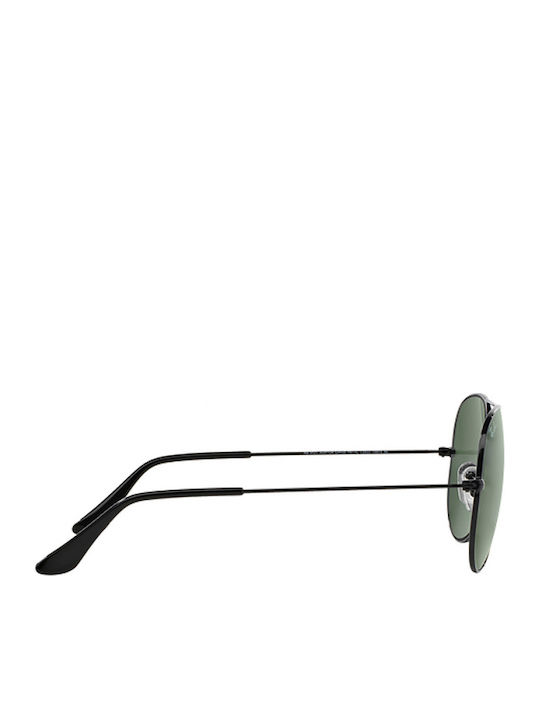 Ray Ban Aviator Unisex Sunglasses with Black Metal Frame and Green Lens RB3025 L2823