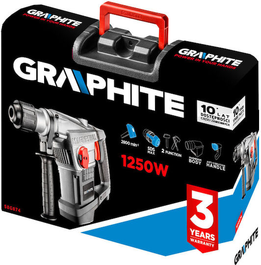 Graphite 58G874-PSG Κρουστικό Σκαπτικό Πιστολέτο Ρεύματος 1250W με Υποδοχή SDS Max 58G874-PSG