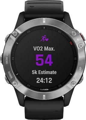 Fenix 6 47mm Smartwatch mit Pulsmesser (Silver with Black Band)