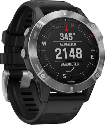Fenix 6 47mm Smartwatch mit Pulsmesser (Silver with Black Band)