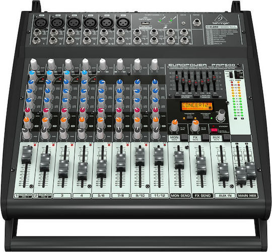 Behringer PMP500 E006735 Αυτοενισχυόμενη Αναλογική Κονσόλα 12 Καναλιών με Phantom Power & 6 Εισόδους XLR
