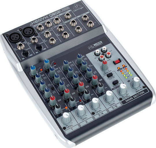 Behringer XENYX-Q802 USB Αναλογική Κονσόλα 8 Καναλιών με Phantom Power & 2 Εισόδους XLR