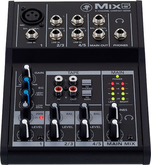 Mackie Mix5 Consolă Analogică 5 Canale cu Putere fantomă & 1 Intrare XLR