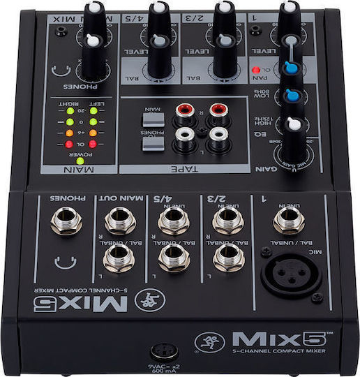 Mackie Mix5 Consolă Analogică 5 Canale cu Putere fantomă & 1 Intrare XLR