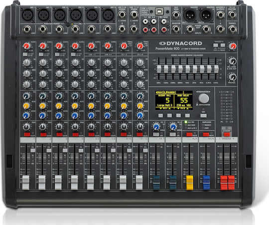 PowerMate 600-3 Selbstverstärkend Analoge Konsole 8 Kanäle mit Phantom Power & 6 XLR-Eingänge