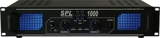 Skytec SPL-1000 PA Power Amplifier 2 Channels 500W/4Ω 350W/8Ω with Cooling System Black