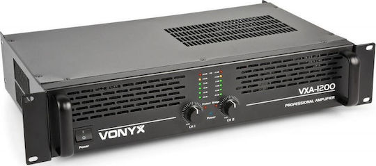 Vonyx VXA-800 II Leistungsverstärker PA-Verstärker 2 Kanäle 400W/4Ω 240W/8Ω mit Kühlungssystem in Schwarz Farbe