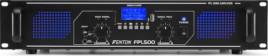 Fenton FPL500 PA Power Amplifier 2 Channels 250W/4Ω with Cooling System Equipped with USB/Bluetooth Black