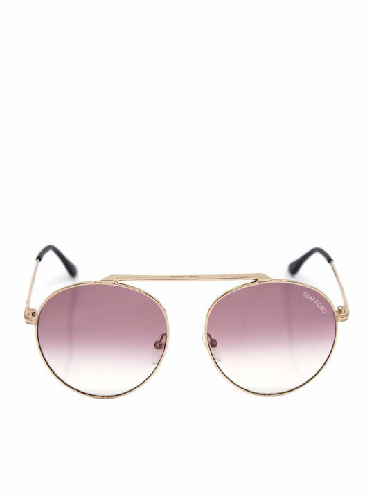 Tom Ford Γυναικεία Γυαλιά Ηλίου με Χρυσό Μεταλλικό Σκελετό και Μωβ Ντεγκραντέ Φακό TF571 28Z