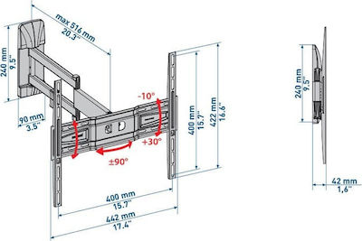 Meliconi SlimStyle 400 SDR TV Wall Mount with Extension Arm Until 80" and 30kg