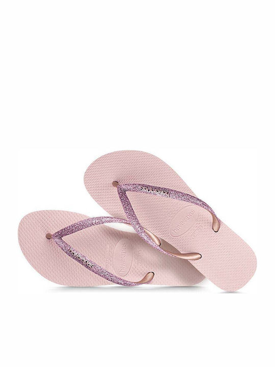 Slim Glitter Women's Flip Flops in Rose Gold Color