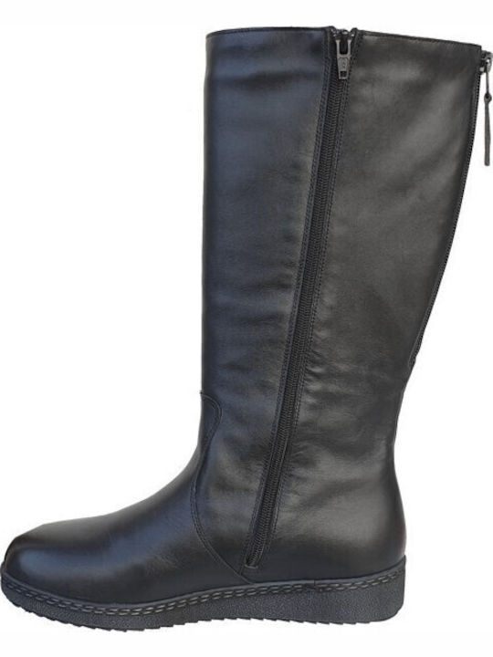 Anatomic Leather Women's Boots with Rubber / Zipper & Fur Black